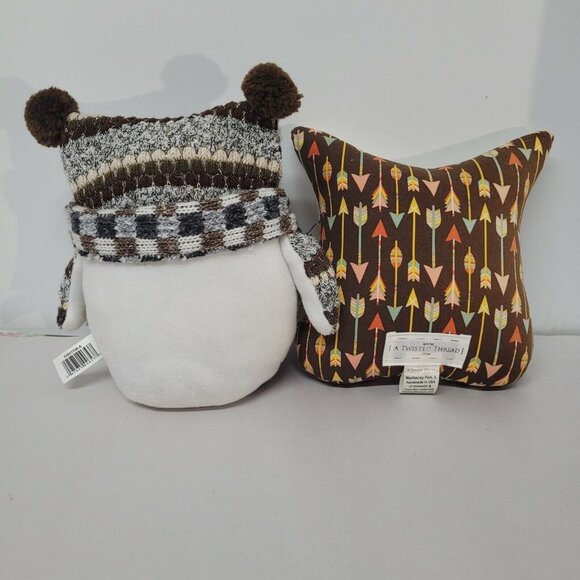 Lot 2 Sitting Owl Stuffed Plush W/ Scarf Dan Dee & A Twisted Thread Owl Pillow. - Picture 2 of 8